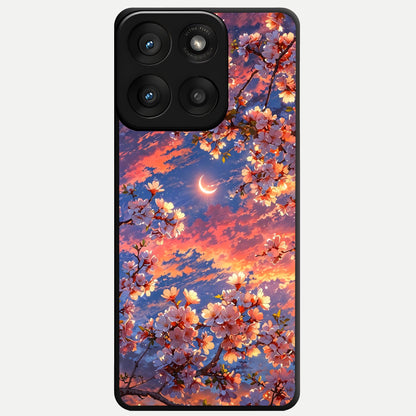  Celestial Sakura Sunset Glass Case For Moto Edge 60 Pro back cover – full design glossy printed glass finish