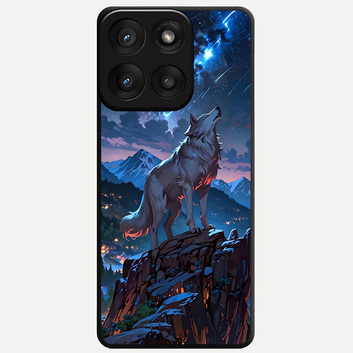  Celestial Wolf Howl Glass Case For Moto Edge 60 Pro back cover – full design glossy printed glass finish