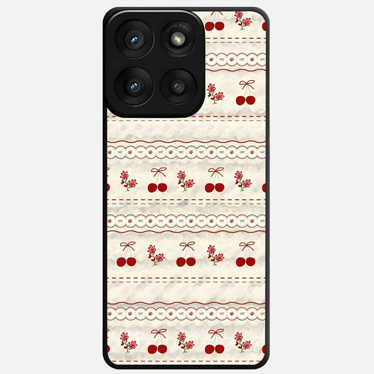  Cherry Bloom Charm Glass Case For Moto Edge 60 Pro back cover – full design glossy printed glass finish
