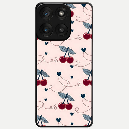  Cherry Heart Line Glass Case For Moto Edge 60 Pro back cover – full design glossy printed glass finish