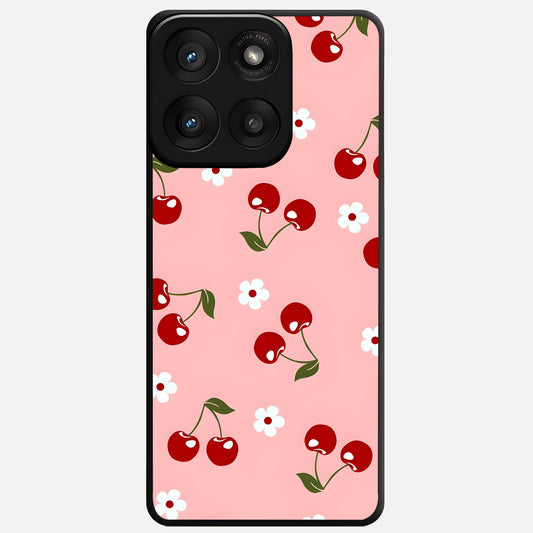  Cherry Love Mood Glass Case For Moto Edge 60 Pro back cover – full design glossy printed glass finish