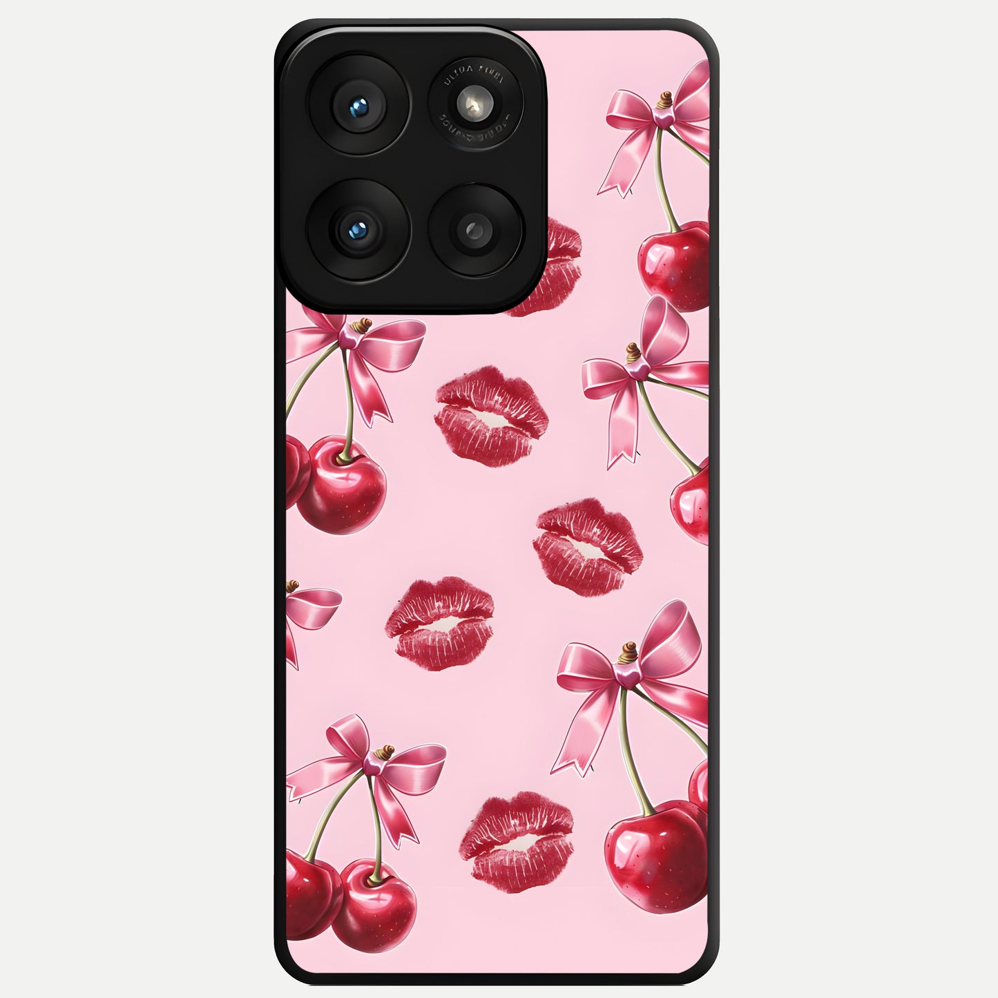  Cherry With Lips Glass Case For Moto Edge 60 Pro back cover – full design glossy printed glass finish