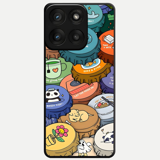  Coins Patterns Glass Case For Moto Edge 60 Pro back cover – full design glossy printed glass finish