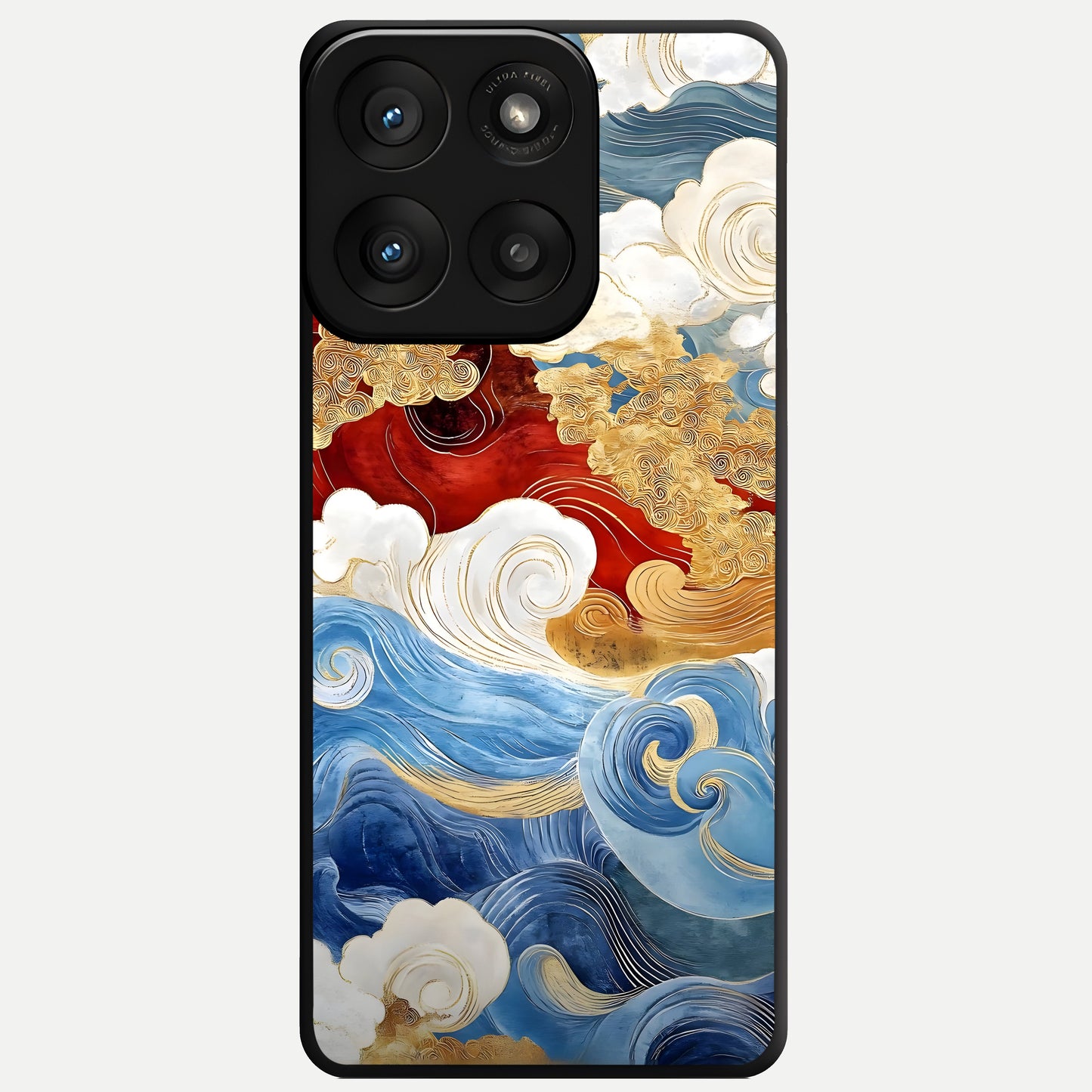  Colored Waves Glass Case For Moto Edge 60 Pro back cover – full design glossy printed glass finish