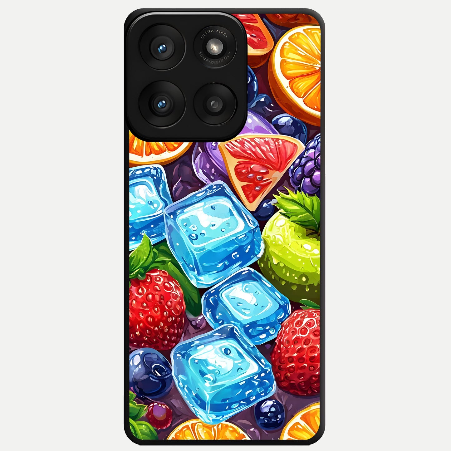  Colorful Fruits with Ice Glass Case For Moto Edge 60 Pro back cover – full design glossy printed glass finish