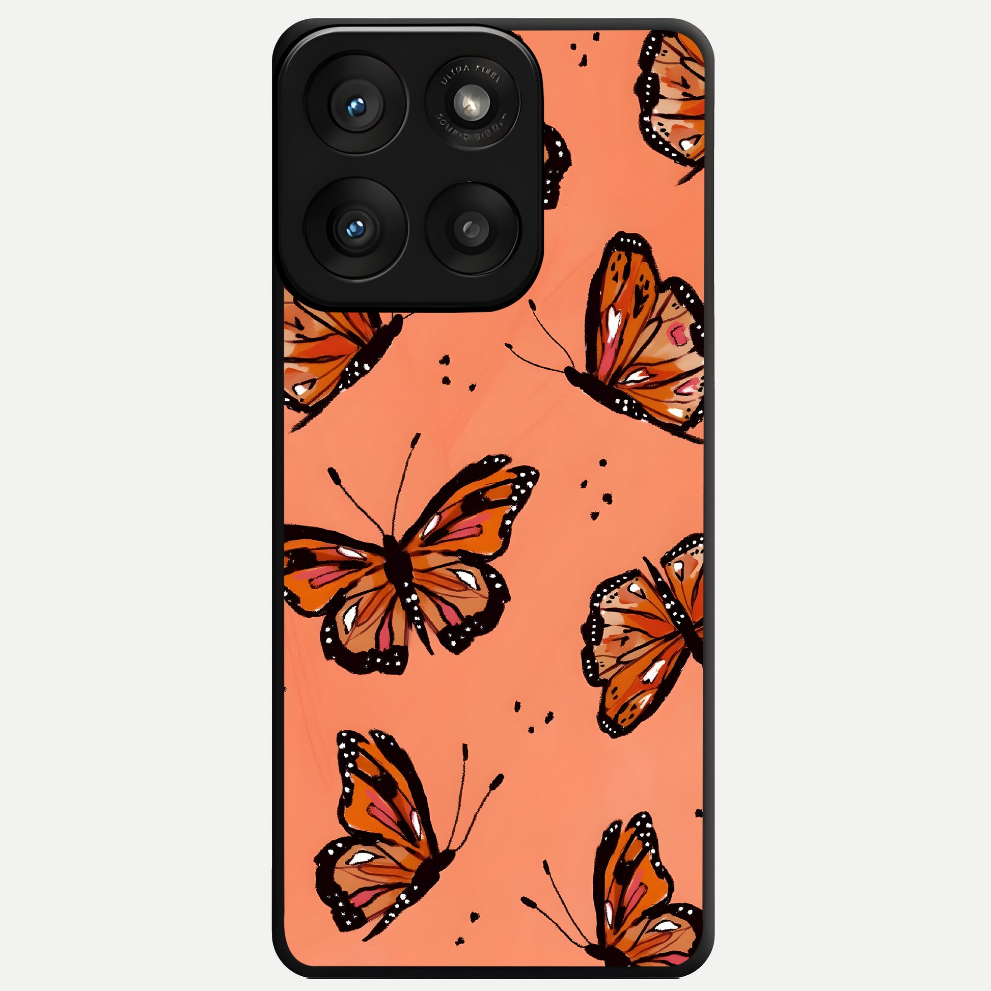  Coral Wing Butterfly Glass Case For Moto Edge 60 Pro back cover – full design glossy printed glass finish