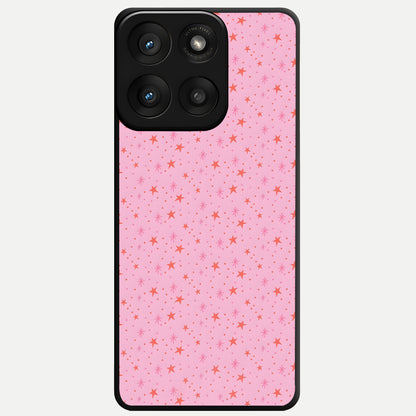 Cosmic Pink Sparkle Glass Case For Moto Edge 60 Pro back cover – full design glossy printed glass finish