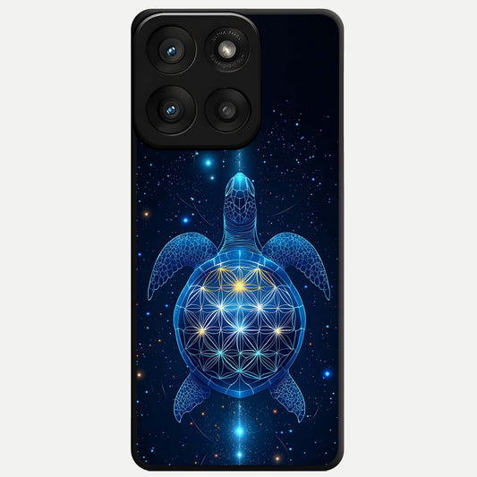  Crimson Blue Turtle Glass Case For Moto Edge 60 Pro back cover – full design glossy printed glass finish