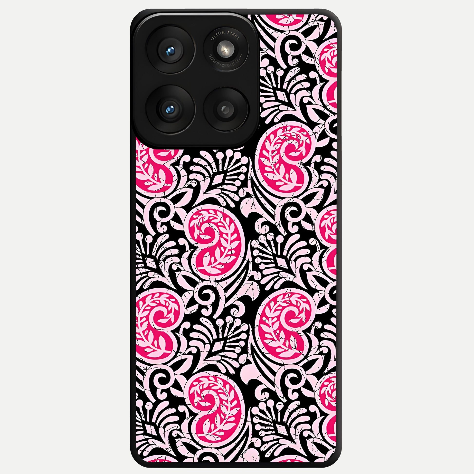  Crimson Paisley Charm Glass Case For Moto Edge 60 Pro back cover – full design glossy printed glass finish