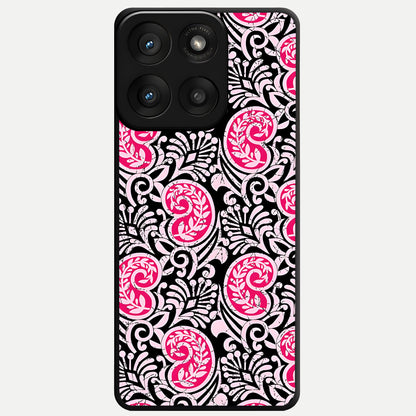  Crimson Paisley Charm Glass Case For Moto Edge 60 Pro back cover – full design glossy printed glass finish