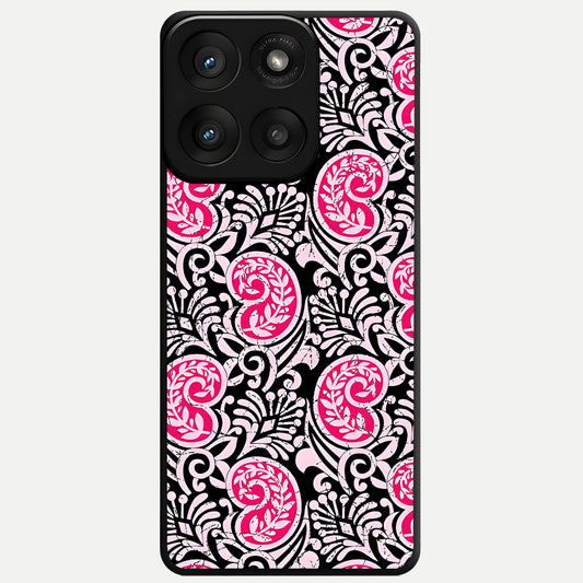  Crimson Paisley Charm Glass Case For Moto Edge 60 Pro back cover – full design glossy printed glass finish