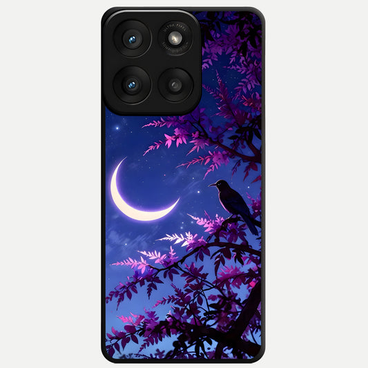  Crow And Moon Scenery Glass Case For Moto Edge 60 Pro back cover – full design glossy printed glass finish