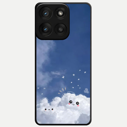  Cute Blossom Cloud Glass Case For Moto Edge 60 Pro back cover – full design glossy printed glass finish