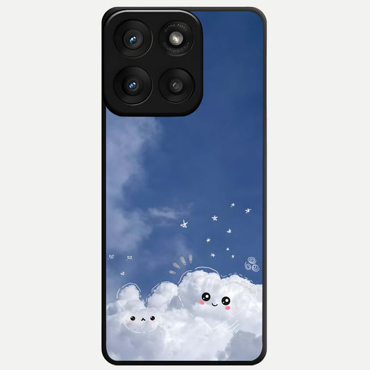  Cute Blossom Cloud Glass Case For Moto Edge 60 Pro back cover – full design glossy printed glass finish