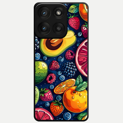  Cute Fruits Art Glass Case For Moto Edge 60 Pro back cover – full design glossy printed glass finish
