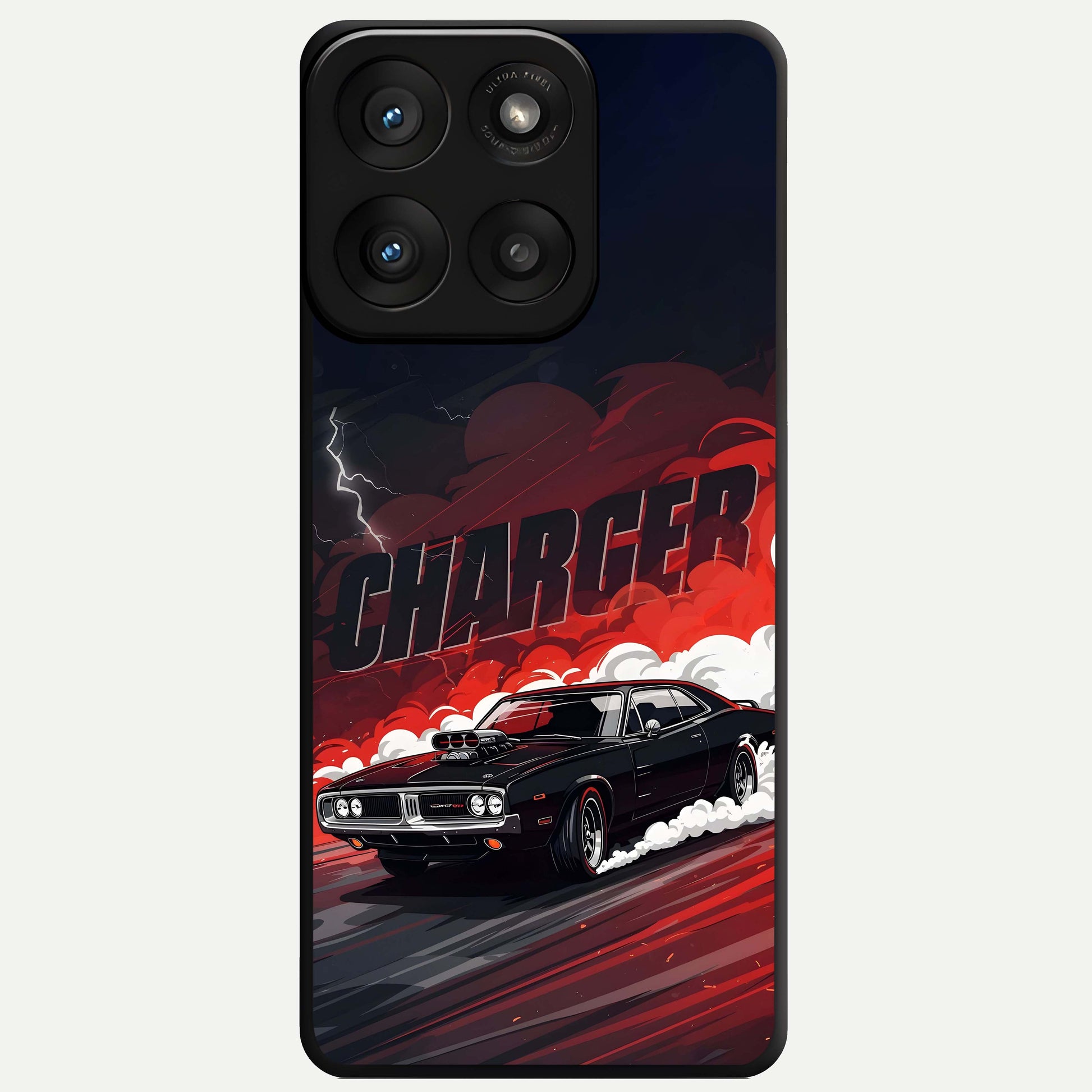  Dark Charger Fury Glass Case For Moto Edge 60 Pro back cover – full design glossy printed glass finish