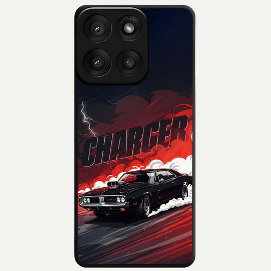  Dark Charger Fury Glass Case For Moto Edge 60 Pro back cover – full design glossy printed glass finish