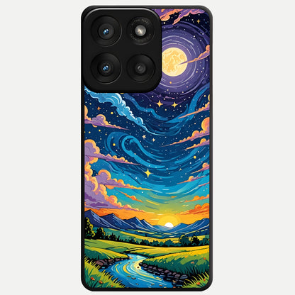  Dreamy Night Landscape Glass Case For Moto Edge 60 Pro back cover – full design glossy printed glass finish
