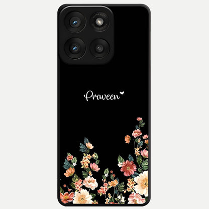  Floral Design Personalized Custom Name Glass Case For Moto Edge 60 Pro back cover – full design glossy printed glass finish