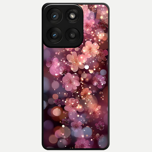 Glowing Petal Bliss Glass Case For Moto Edge 60 Pro back cover – full design glossy printed glass finish