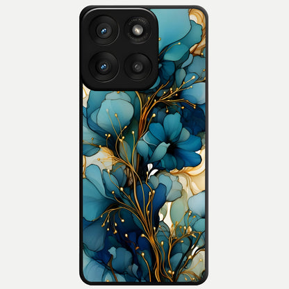  Golden Bloom Symphony Glass Case For Moto Edge 60 Pro back cover – full design glossy printed glass finish