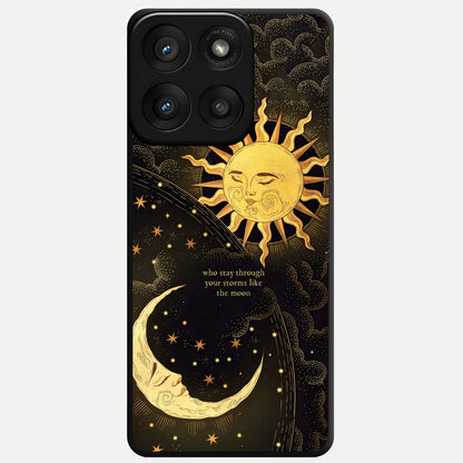  Golden Lunar Love Glass Case For Moto Edge 60 Pro back cover – full design glossy printed glass finish