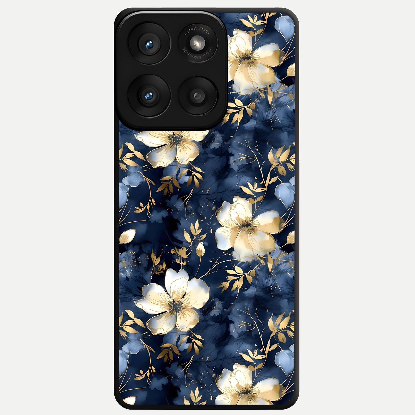  Golden Midnight Bloom Glass Case For Moto Edge 60 Pro back cover – full design glossy printed glass finish