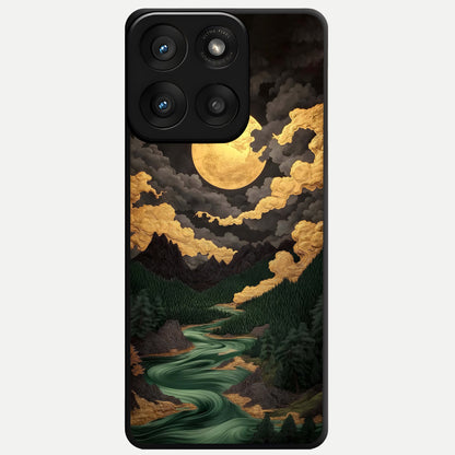  Golden River Moon Glass Case For Moto Edge 60 Pro back cover – full design glossy printed glass finish