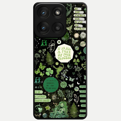  Green Mandala Pattern Glass Case For Moto Edge 60 Pro back cover – full design glossy printed glass finish