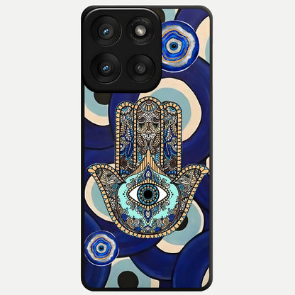  Hamsa Divine Guard Glass Case For Moto Edge 60 Pro back cover – full design glossy printed glass finish