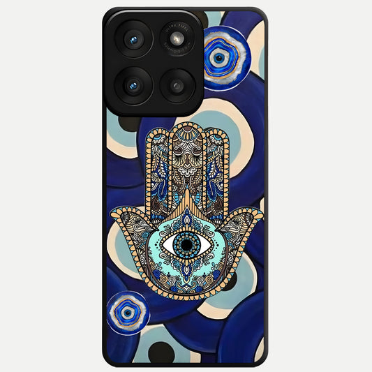  Hamsa Divine Guard Glass Case For Moto Edge 60 Pro back cover – full design glossy printed glass finish