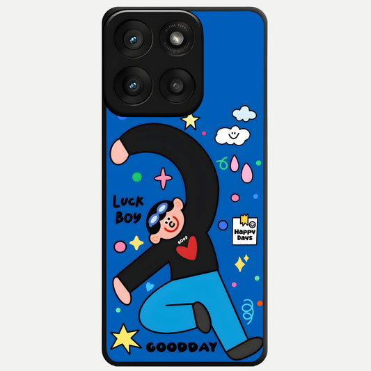  Happy Luck Vibe Glass Case For Moto Edge 60 Pro back cover – full design glossy printed glass finish