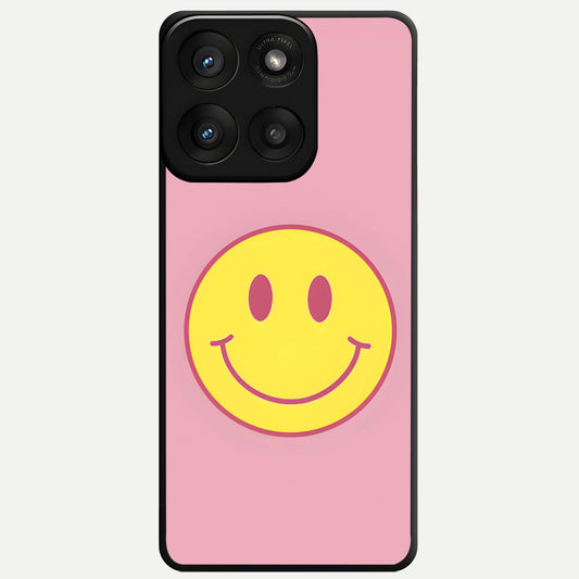  Happy Pink Mood Glass Case For Moto Edge 60 Pro back cover – full design glossy printed glass finish