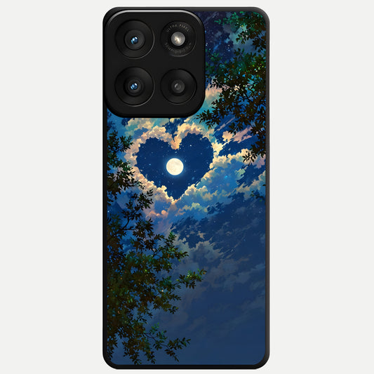  Heart With Moon Sky Glass Case For Moto Edge 60 Pro back cover – full design glossy printed glass finish