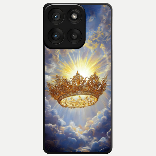  Heavenly Crown Light Glass Case For Moto Edge 60 Pro back cover – full design glossy printed glass finish