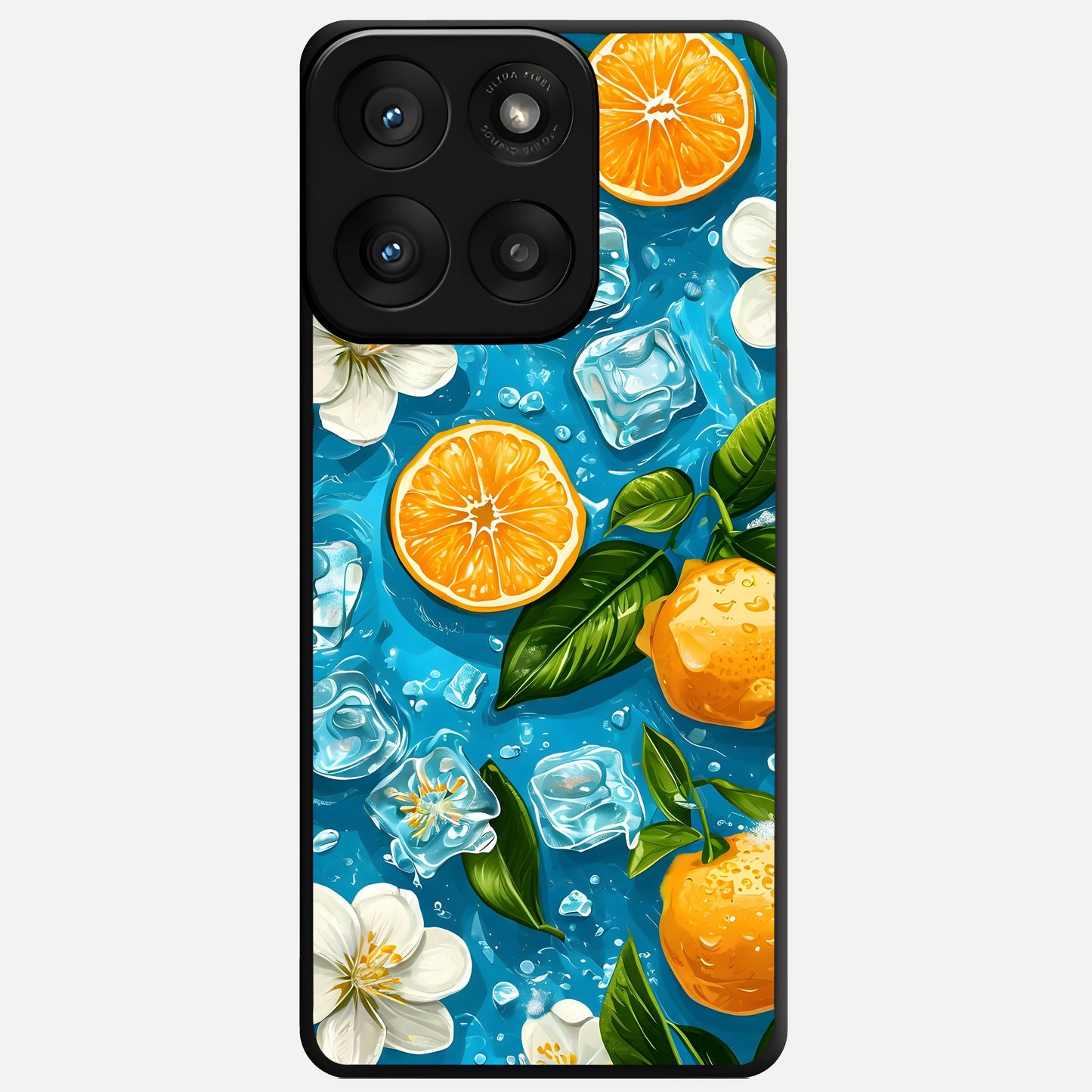  Ice Cube With Orange Glass Case For Moto Edge 60 Pro back cover – full design glossy printed glass finish