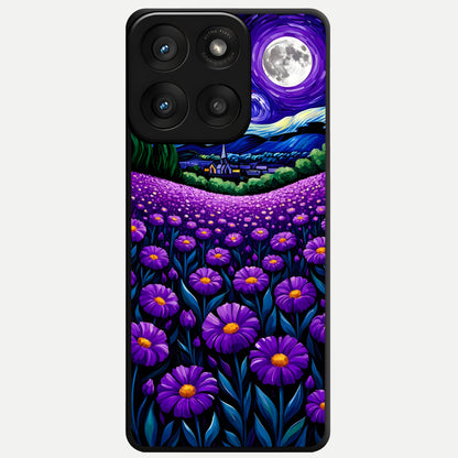  Lavender Moon Field Glass Case For Moto Edge 60 Pro back cover – full design glossy printed glass finish