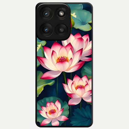  Lotus Dream Serenity Glass Case For Moto Edge 60 Pro back cover – full design glossy printed glass finish