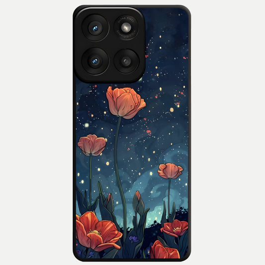  Midnight Tulip Glow Glass Case For Moto Edge 60 Pro back cover – full design glossy printed glass finish