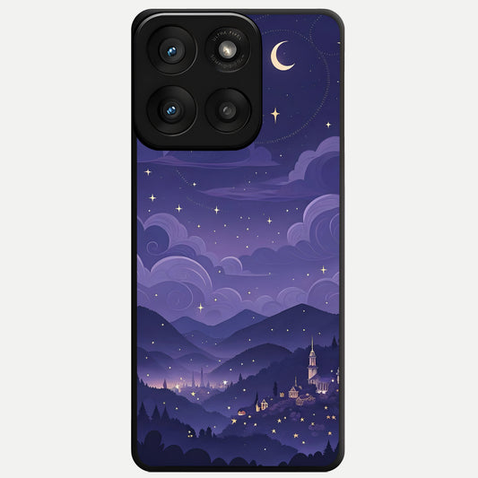  Minimal Night View Glass Case For Moto Edge 60 Pro back cover – full design glossy printed glass finish