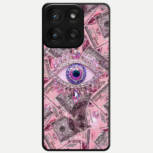  Money Eye Luxe Glass Case For Moto Edge 60 Pro back cover – full design glossy printed glass finish