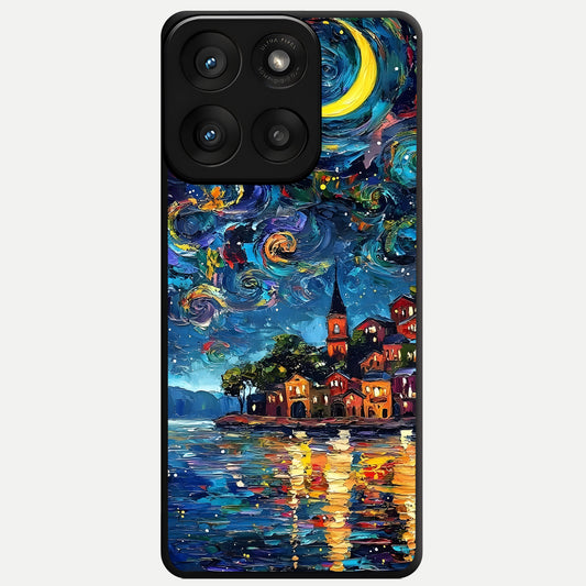  Moonlight Harbor Glow Glass Case For Moto Edge 60 Pro back cover – full design glossy printed glass finish
