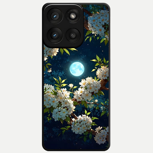  Moonlit Blossom Dream Glass Case For Moto Edge 60 Pro back cover – full design glossy printed glass finish