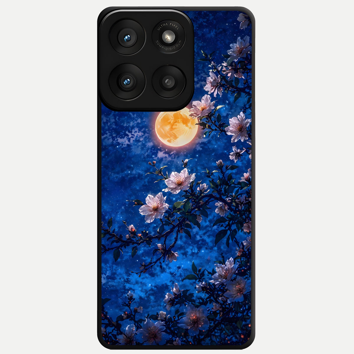  Moonlit Blossoms Night Glass Case For Moto Edge 60 Pro back cover – full design glossy printed glass finish