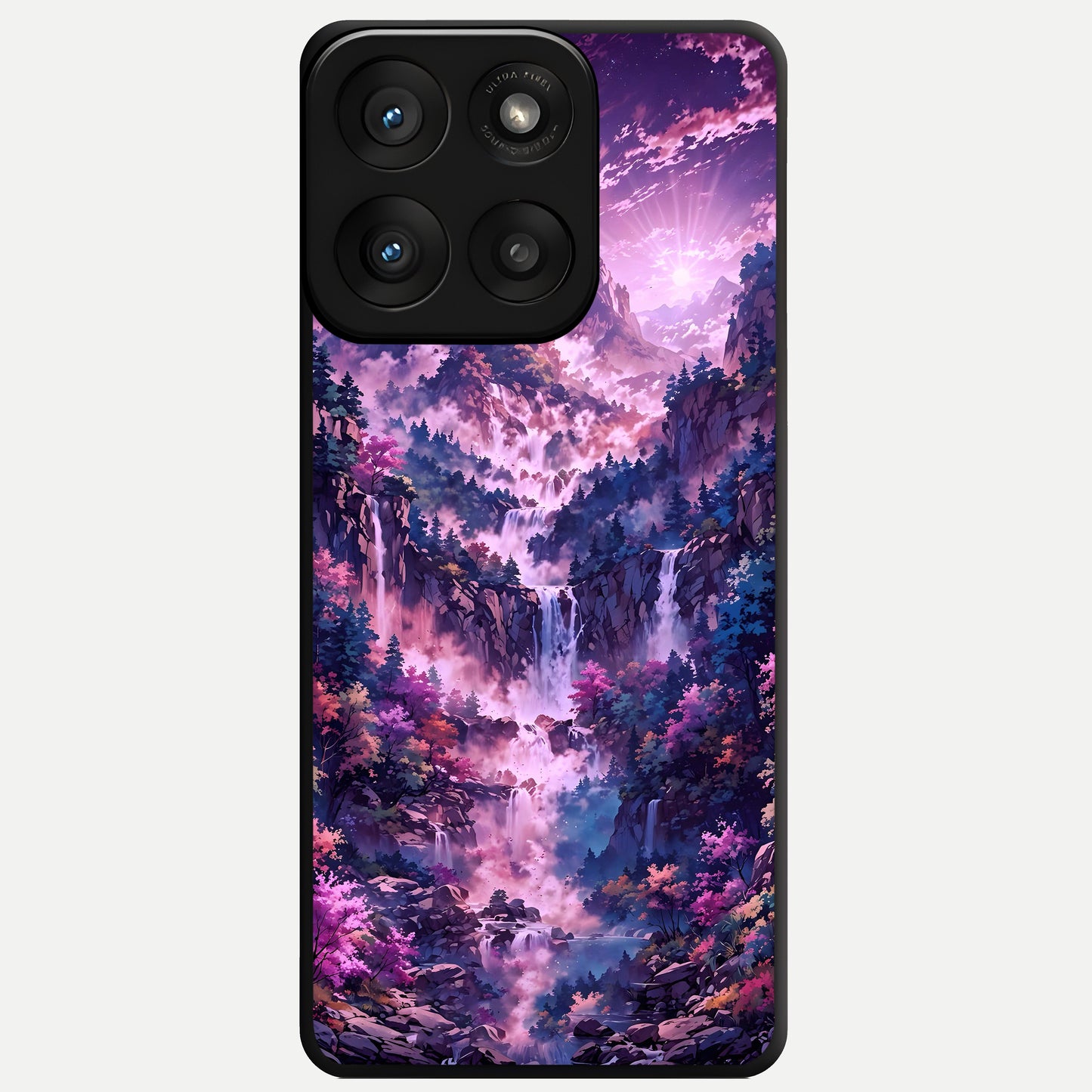  Mystic Cascade Peaks Glass Case For Moto Edge 60 Pro back cover – full design glossy printed glass finish