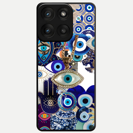  Mystic Charm Eye Glass Case For Moto Edge 60 Pro back cover – full design glossy printed glass finish