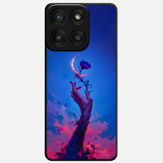  Mystic Hand Glass Case For Moto Edge 60 Pro back cover – full design glossy printed glass finish
