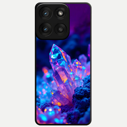  Neon Aura Shards Glass Case For Moto Edge 60 Pro back cover – full design glossy printed glass finish