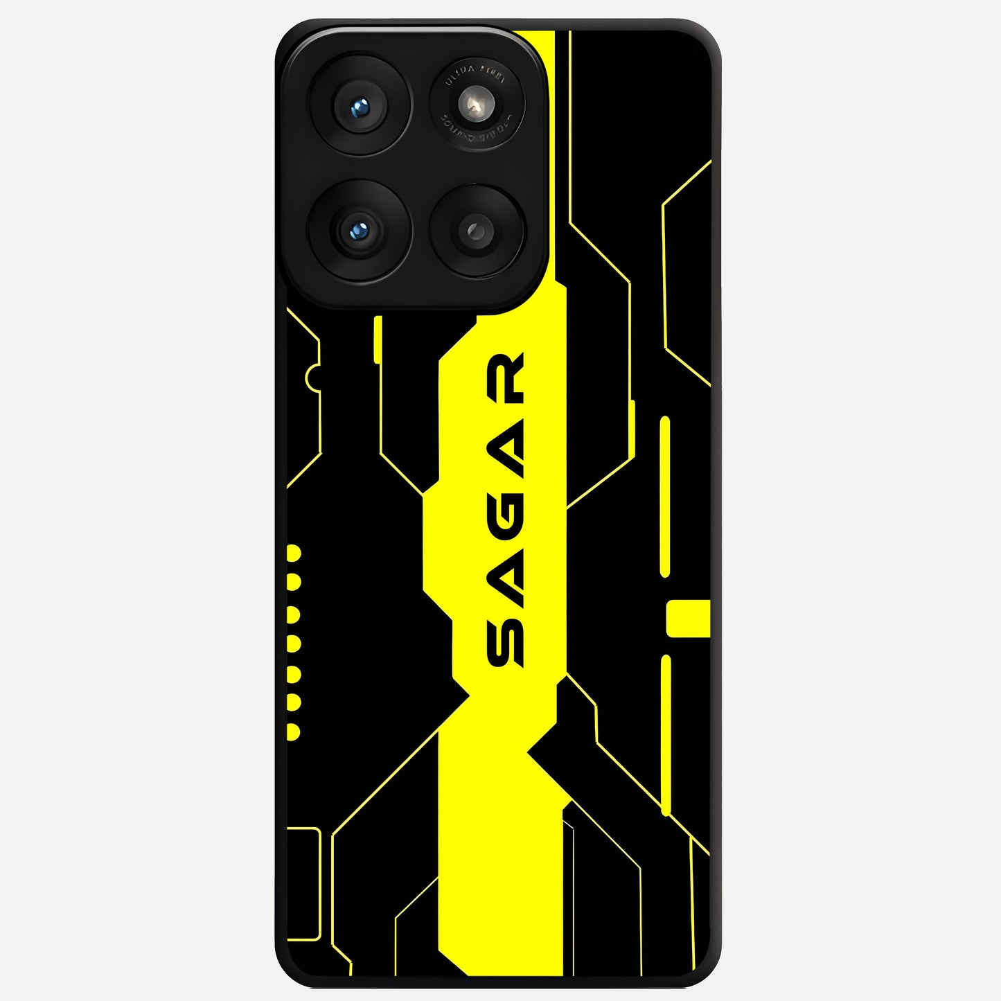  Neon CYBERPUNK Custom Name Glass Case For Moto Edge 60 Pro back cover – full design glossy printed glass finish