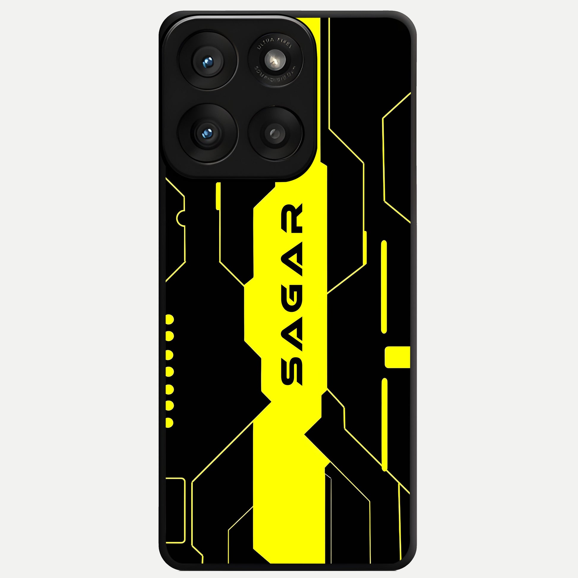  Neon CYBERPUNK Custom Name Glass Case For Moto Edge 60 Pro back cover – full design glossy printed glass finish